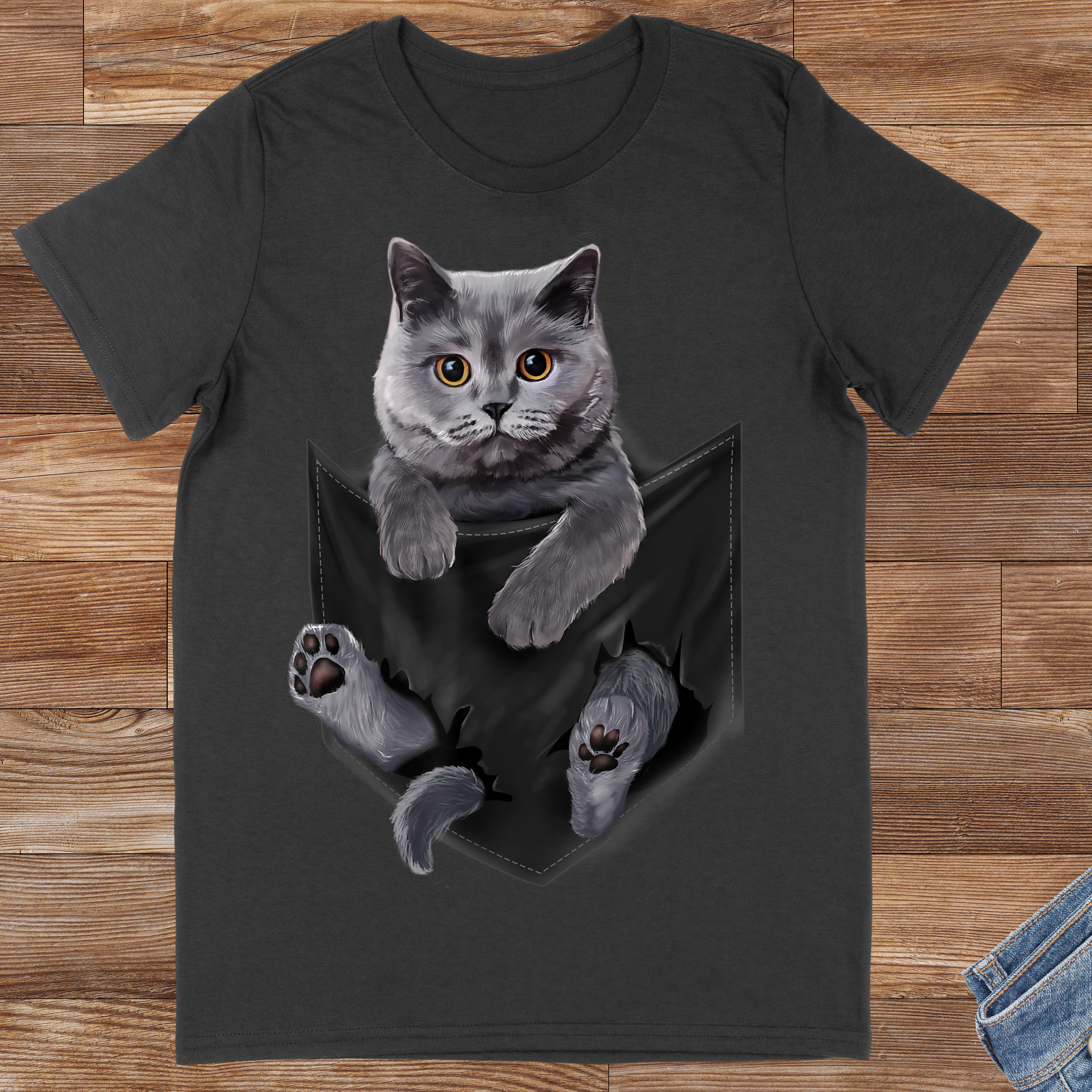 Tricou masculin BRITISH CAT NEGRU
