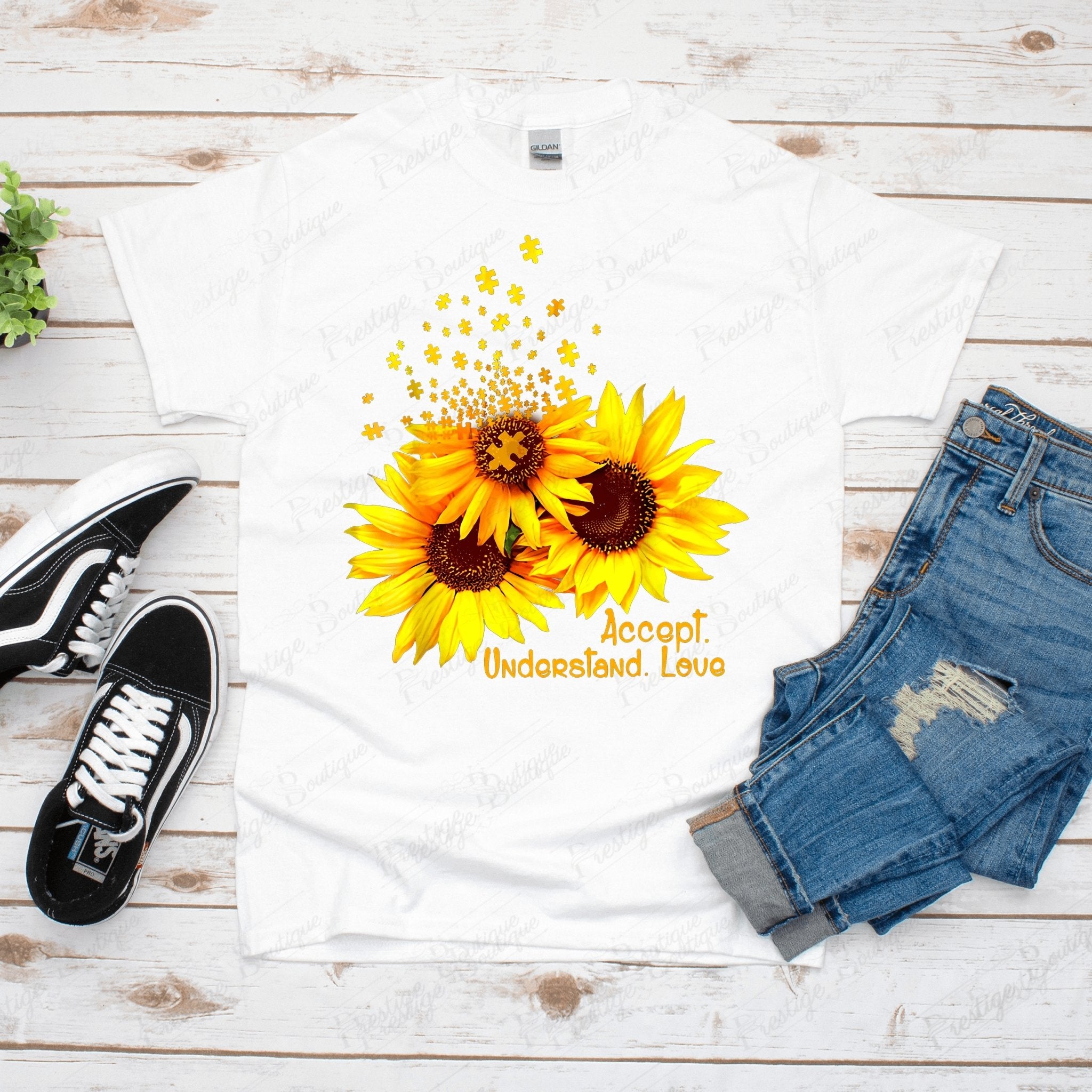 Tricou feminin FLORI ACCEPT UNDERSTAND LOVE ALB