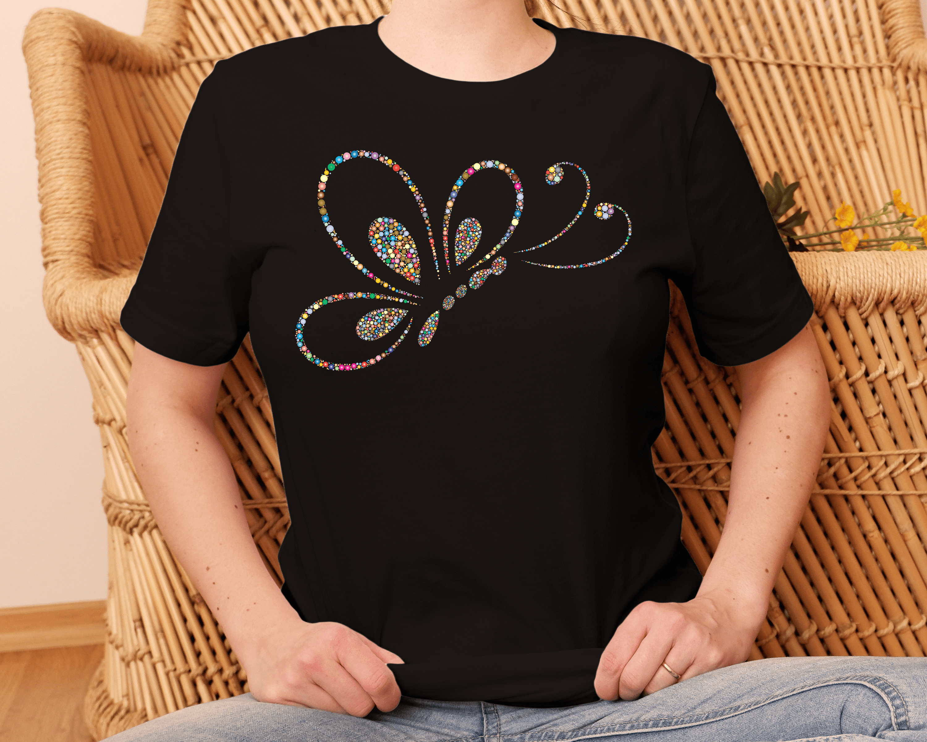 Tricou feminin FLUTURE MULTICOLOR CAVIAR NEGRU