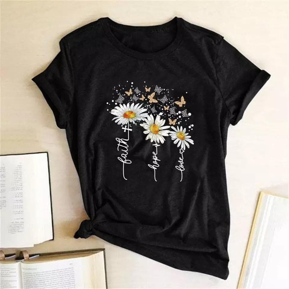 Tricou feminin FLUTURI AURII NEGRU