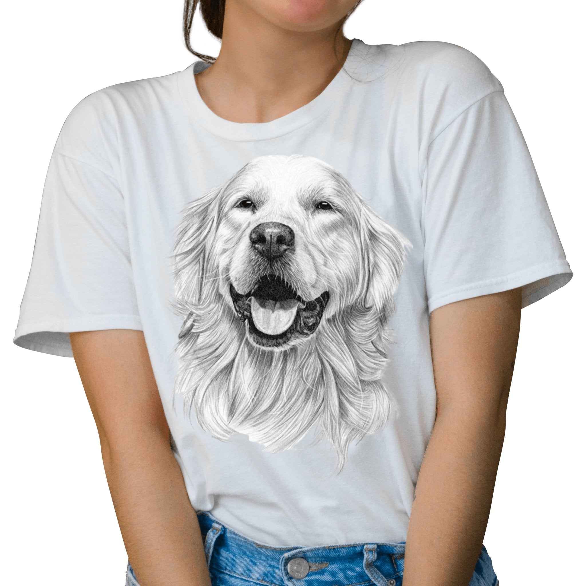 Tricou feminin CAINI LABRADOR DRAW ALB