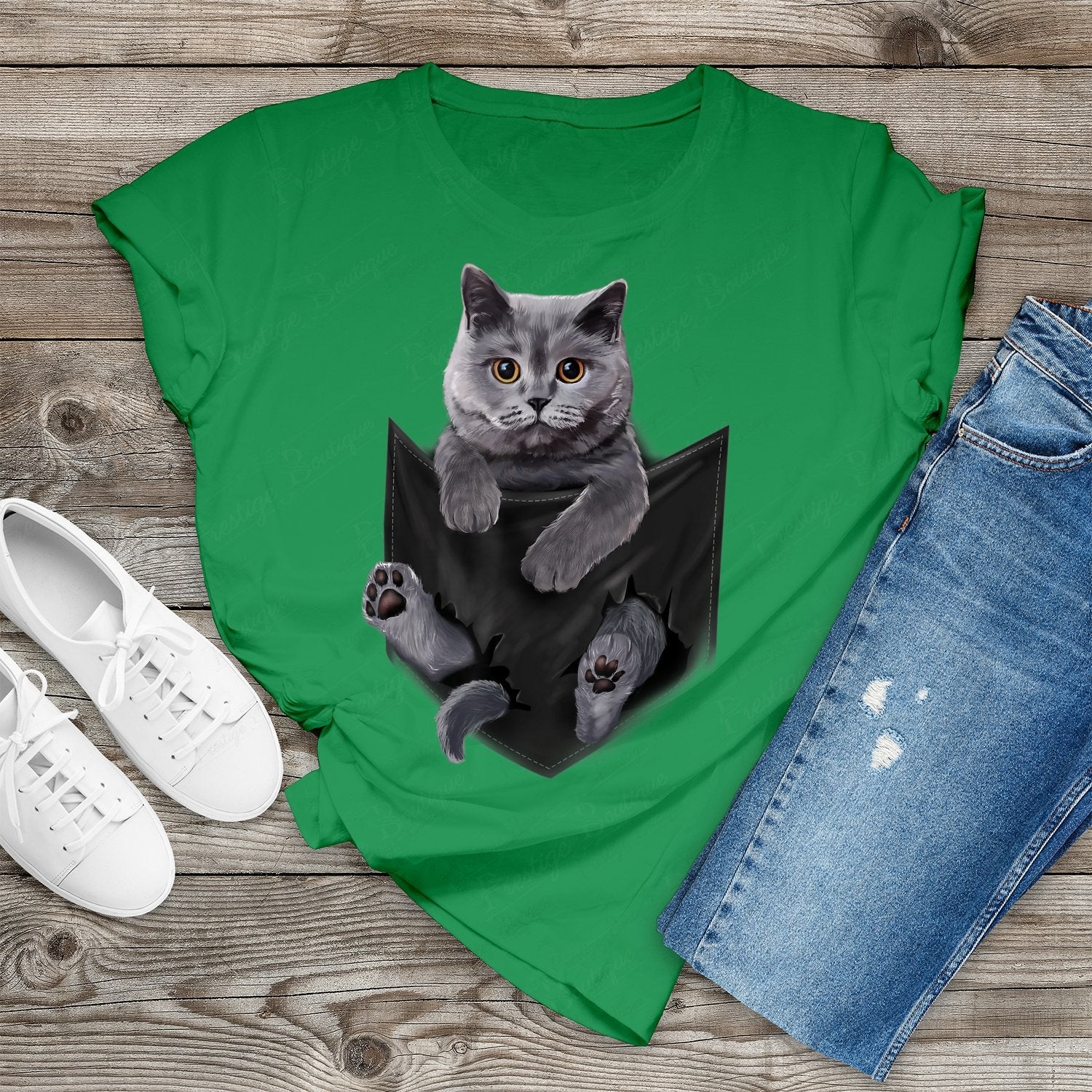Tricou feminin BRITISH CAT VERDE