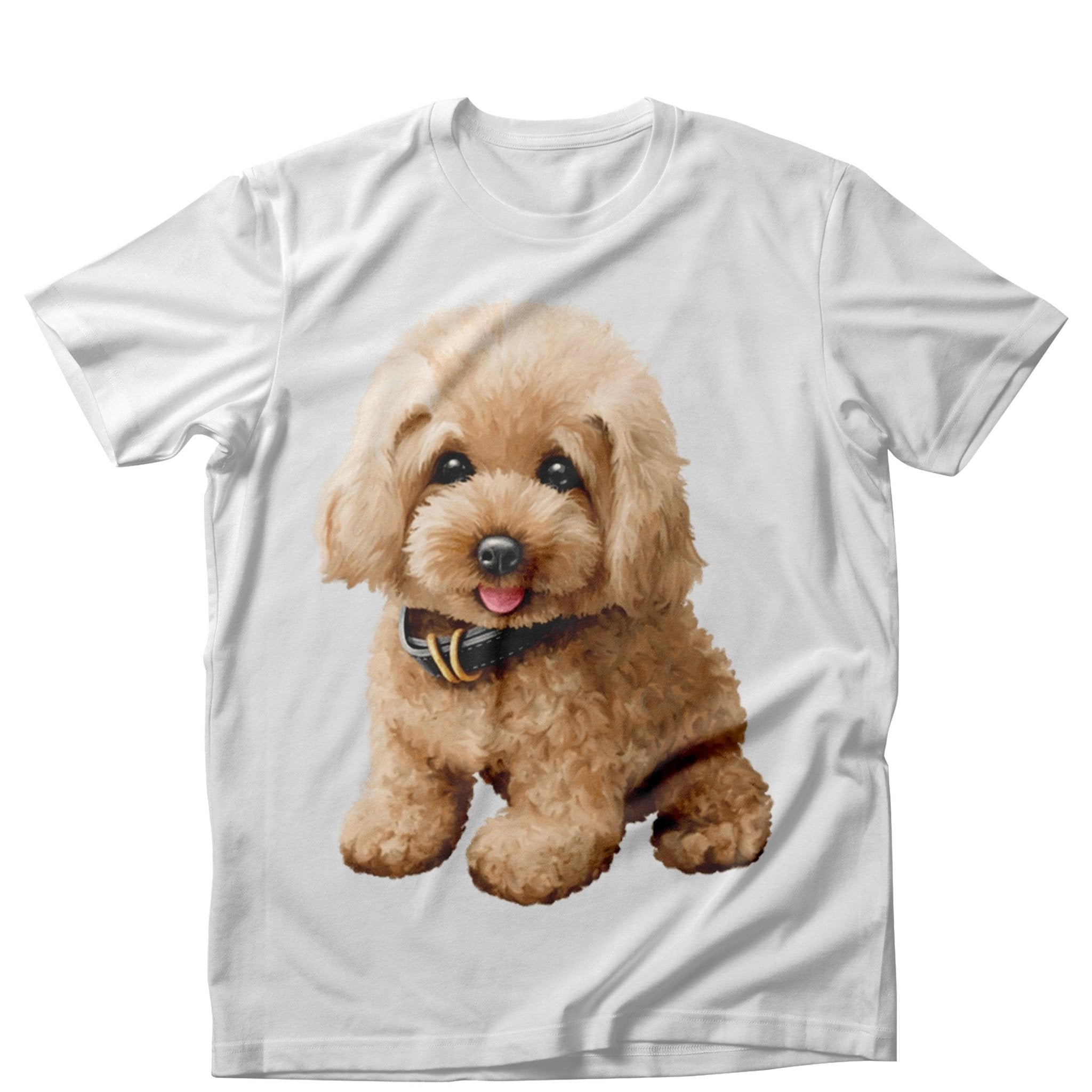 Tricou feminin CAINI PUI DE POODLE ALB