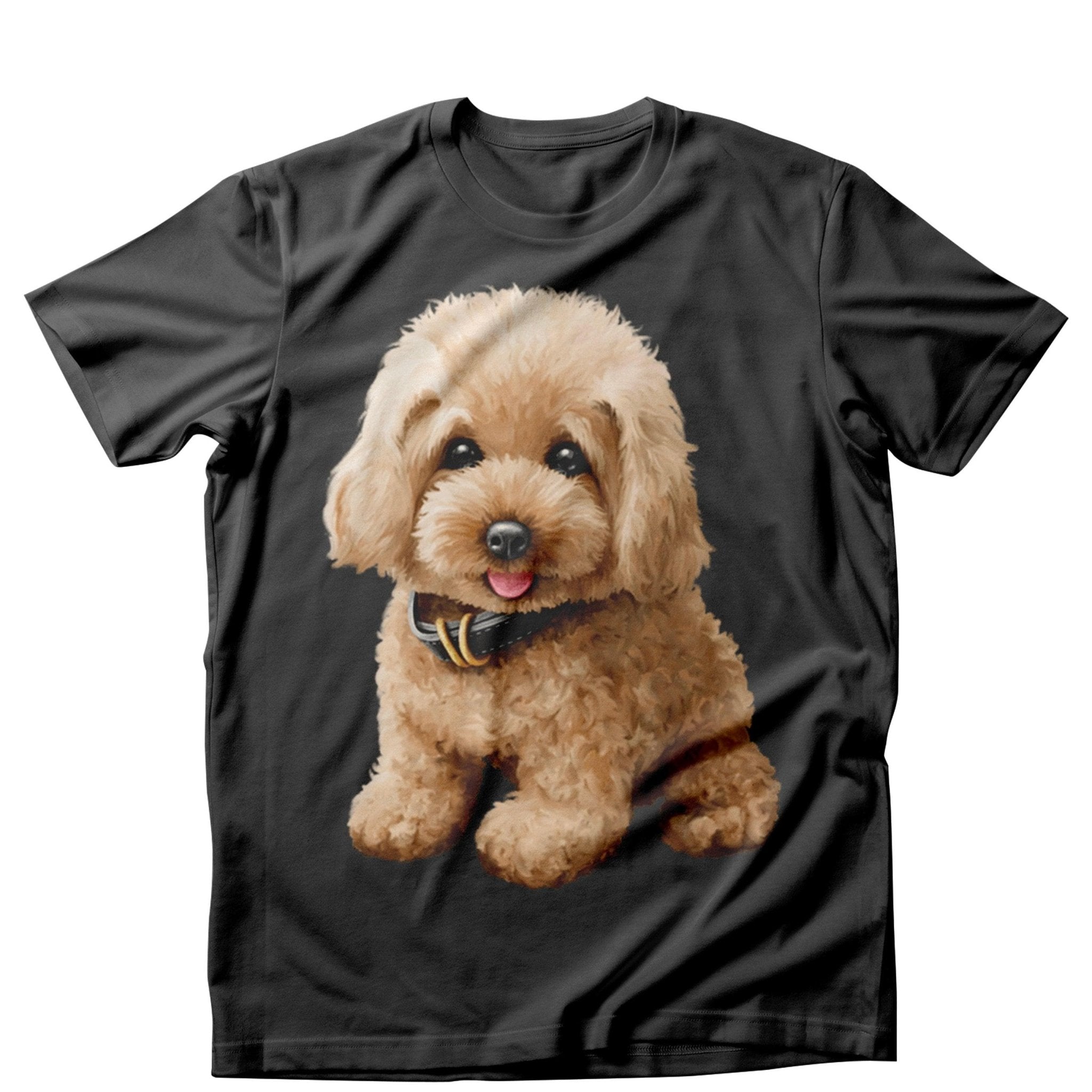 Tricou feminin CAINI PUI DE POODLE NEGRU
