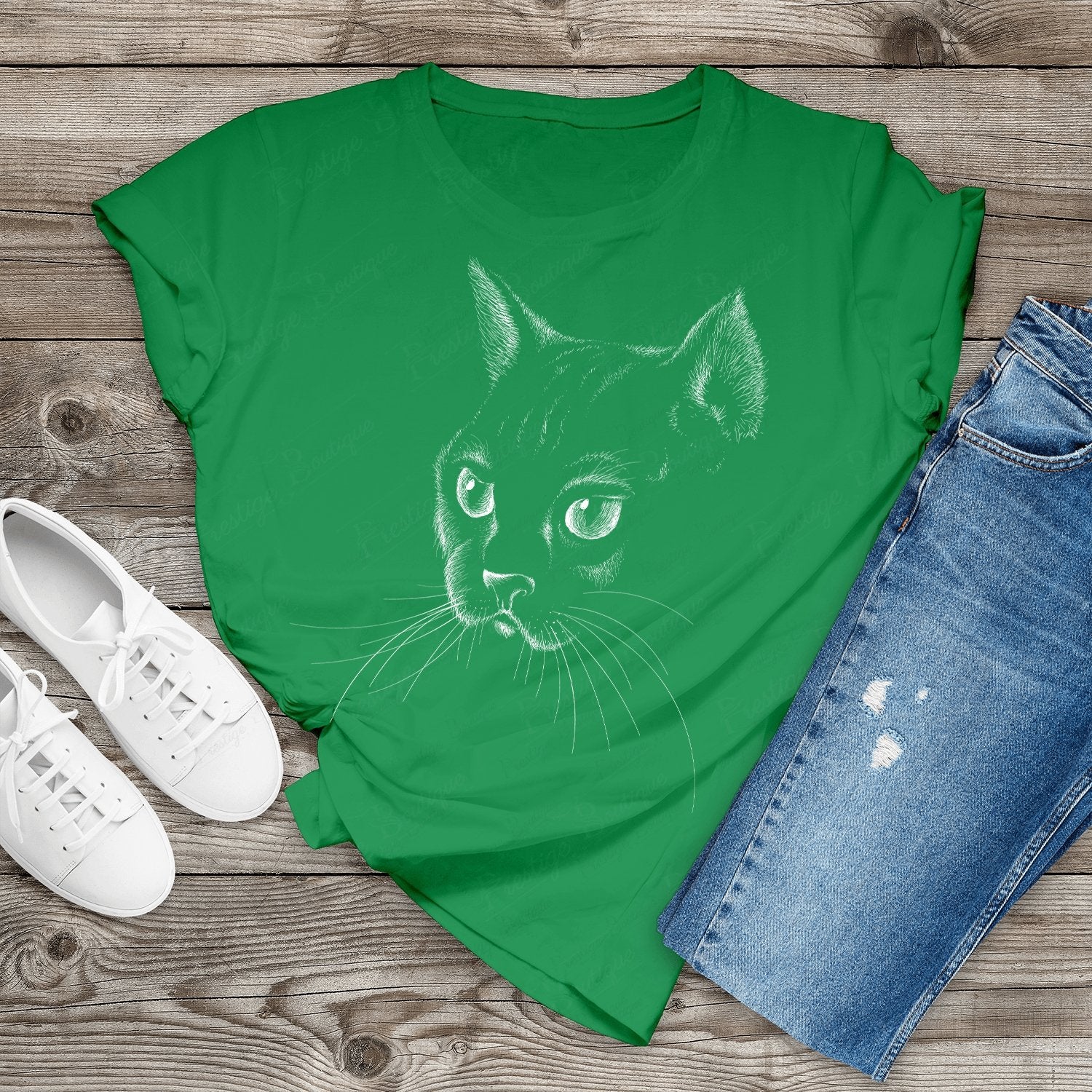 Tricou feminin PISICA NEAGRA VERDE