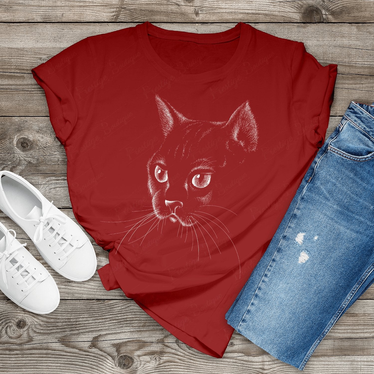 Tricou feminin PISICA NEAGRA ROSU