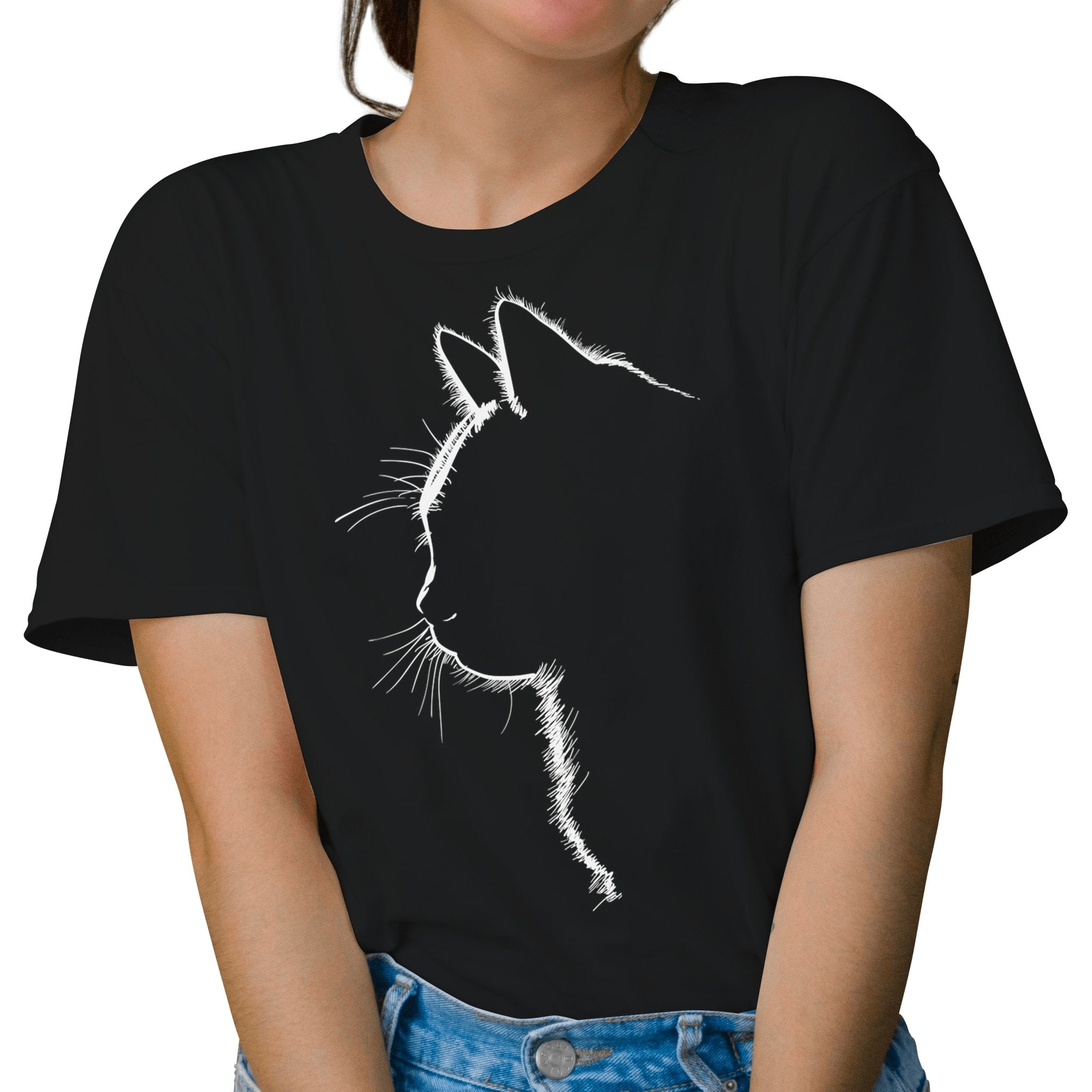 Tricou feminin PISICA SIMPLE NEGRU
