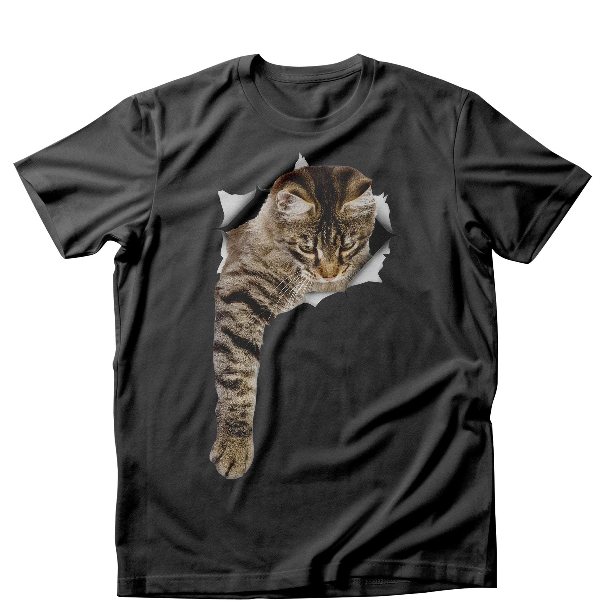 Tricou masculin PISICA SNEAKY TIGRATA NEGRU