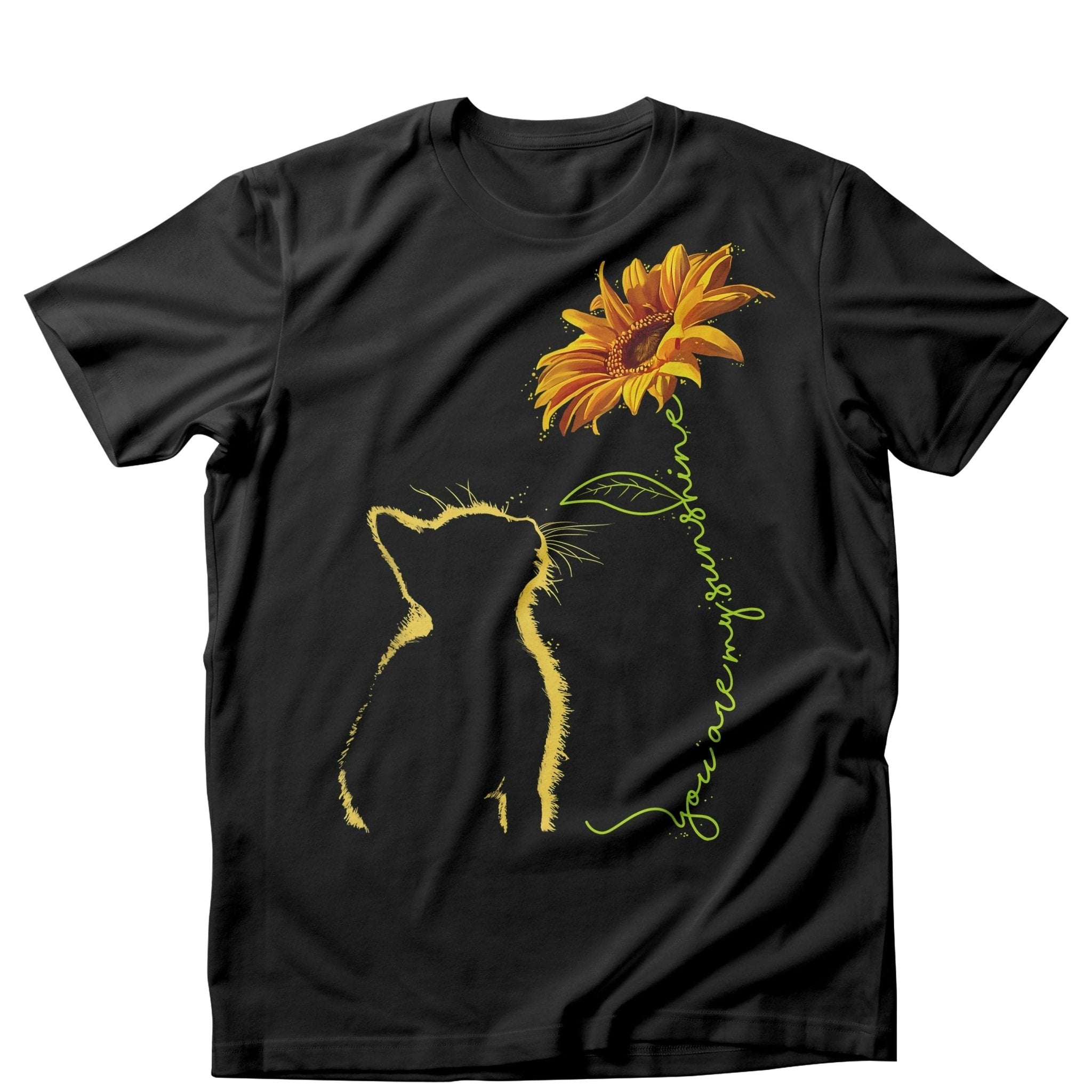 Tricou feminin PISICA YOU ARE MY SUNSHINE NEGRU