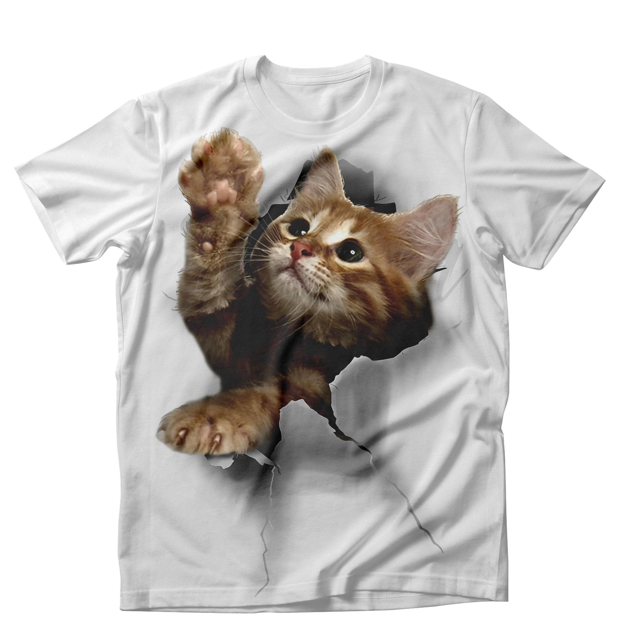 Tricou feminin PISICA HEY THERE ALB